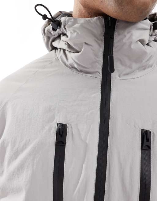 Brave Soul raglan hooded jacket with zip detail in grey ASOS