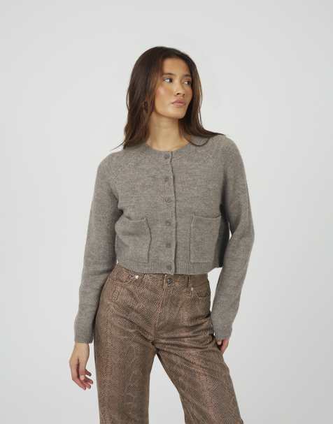 Brave Soul Raglan sleeve soft knit cardigan in brown