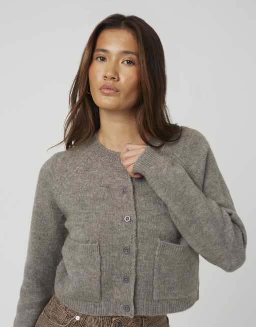 Brave Soul Raglan sleeve soft knit cardigan in brown, 2 of 4