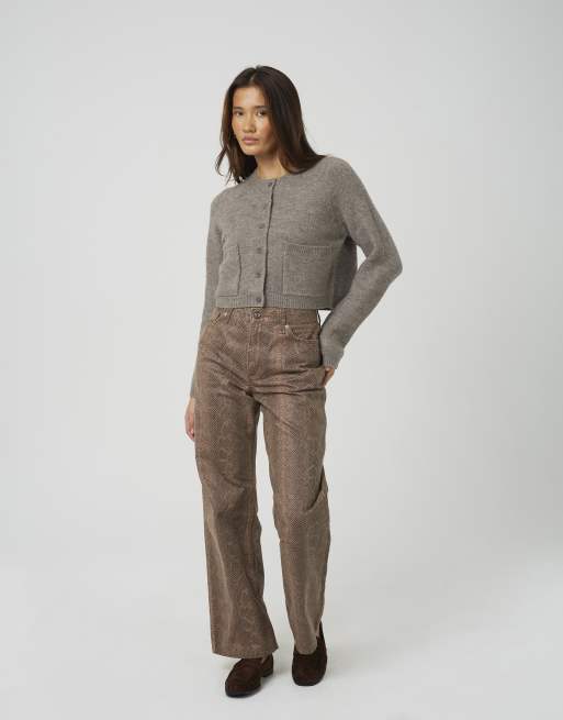 Brave Soul Raglan sleeve soft knit cardigan in brown, 3 of 4