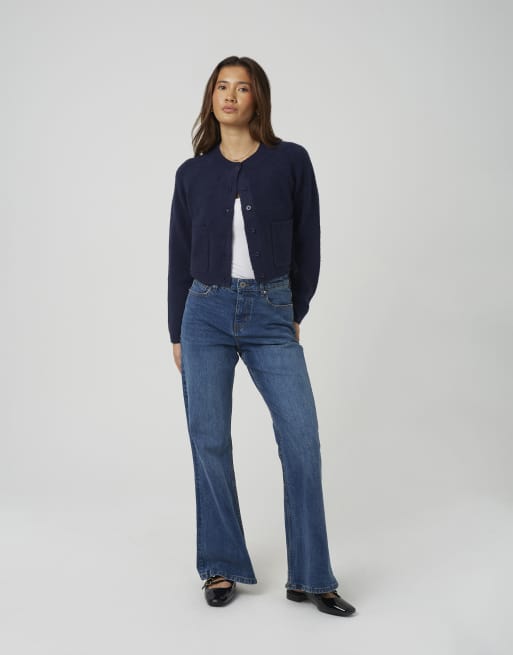 Brave Soul Raglan sleeve soft knit cardigan in navy, 2 of 4