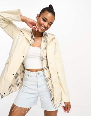 Brave Soul rain coat in cream - ASOS Price Checker