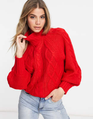 red polo neck jumper