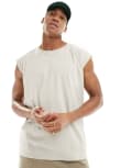 [Brave Soul] Brave Soul raw edge singlet in light grey S GREY