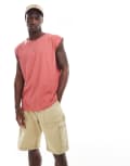 [Brave Soul] Brave Soul raw edge singlet in mineral red XS RED