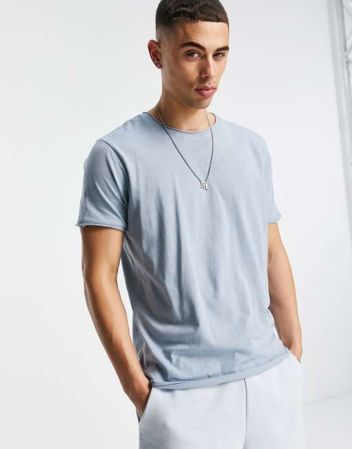 Brave Soul raw edge t-shirt in dusty blue | ASOS