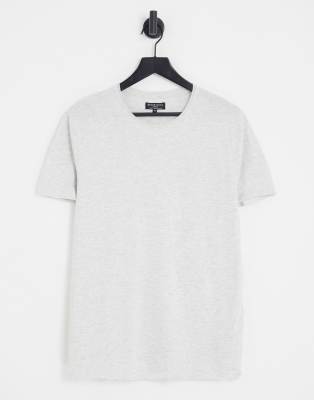 Brave Soul raw edge t-shirt in ecru heather-White