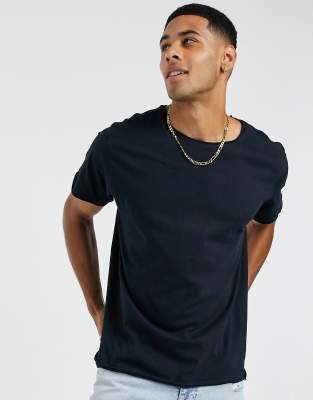 Brave Soul raw edge t-shirt in navy | ASOS