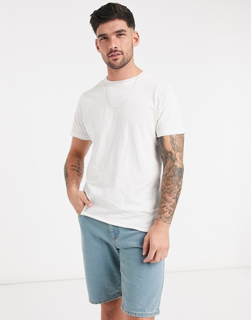 Brave Soul raw edge t-shirt in off white