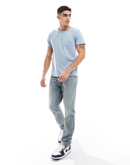Brave Soul raw edge t-shirt in steel blue, 3 of 4