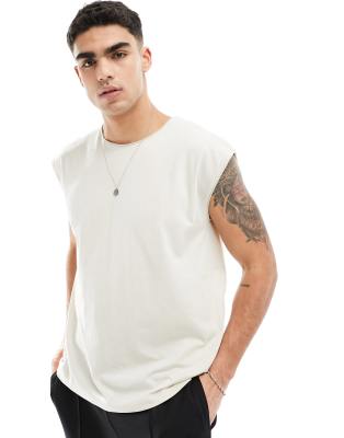 Brave Soul Raw Edge Tank In Neutral