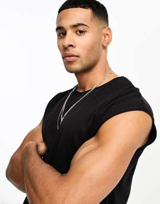Brave Soul raw edge tank top in black