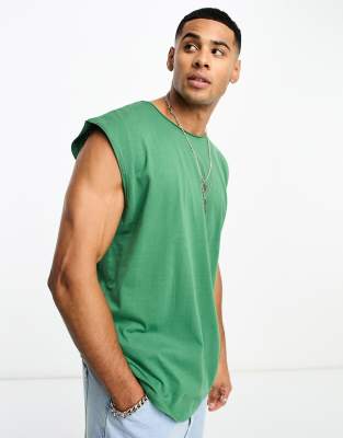 Brave Soul Brave Soul raw edge vest in green