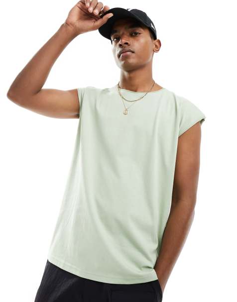 Brave Soul raw edge vest in sage green - view 1
