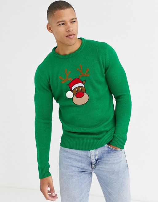 Brave Soul reindeer Christmas jumper