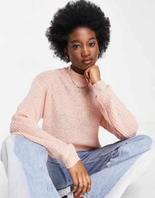 Brave Soul Brave Soul reki fisherman knit jumper-Pink