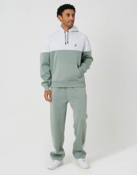 Brave Soul Relaxed fit colourblock hoodie & wide leg jogger co-ord in ecru - view 1