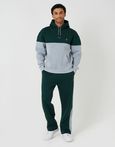 Brave Soul Relaxed fit colourblock hoodie & wide leg jogger co-ord in green - view 1