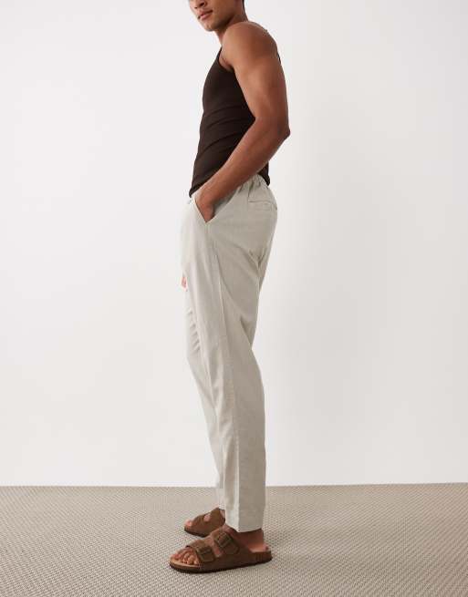 Brave Soul relaxed fit cotton-linen blend pants in stone, 2 of 5