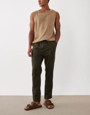 Brave Soul relaxed fit linen mix pants in khaki khaki 8390₽