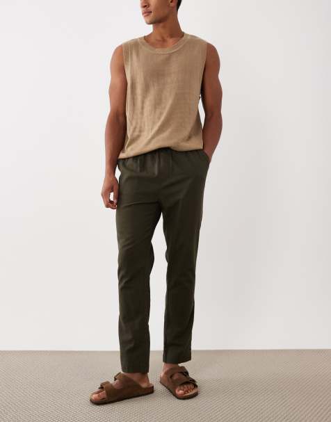 Brave Soul relaxed fit linen mix pants in khaki - view 1