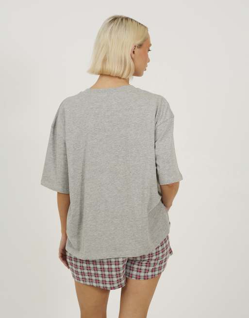 Brave Soul Relaxed fit tee and short pyjama set in grey, 2 of 4