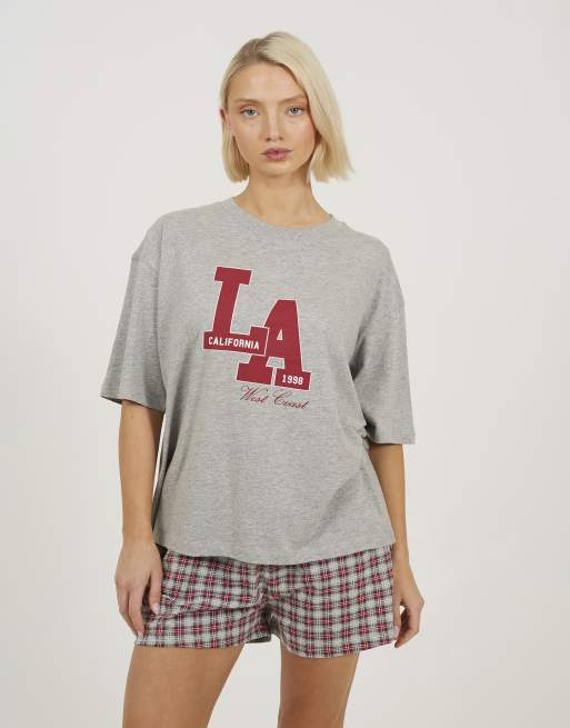 Brave Soul Relaxed fit tee and short pyjama set in grey, 4 of 4