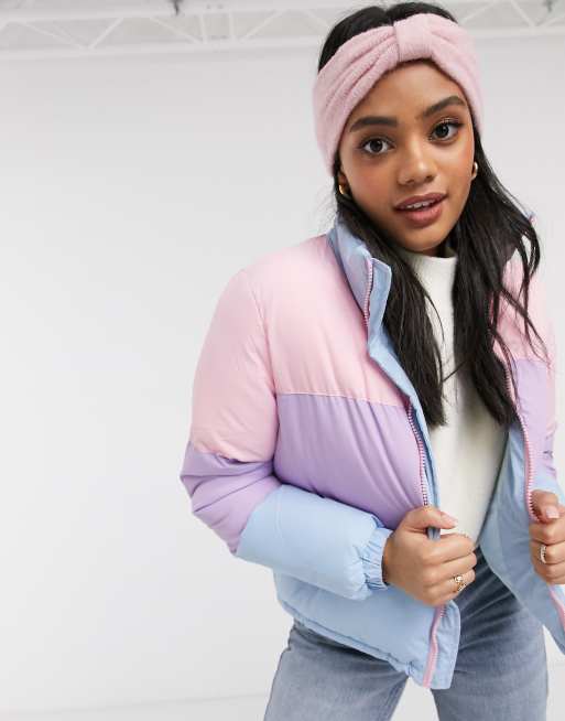 Pastel colour outlet puffer jacket