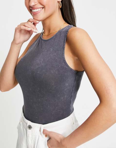 Brave Soul – Renee – Body mit Racer-Ausschnitt in Acid-Waschung - view 1