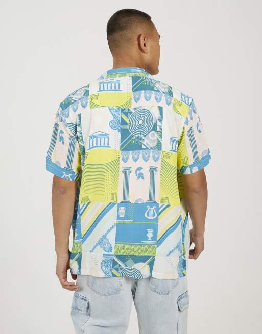 Brave Soul Revere collar graphic print shirt in white, 2 of 4