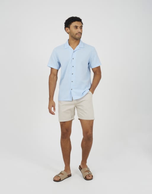Brave Soul Revere collar shirt in light blue, 3 of 4