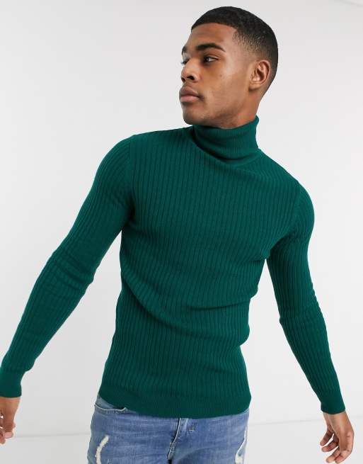 Mens roll neck hot sale cotton tops