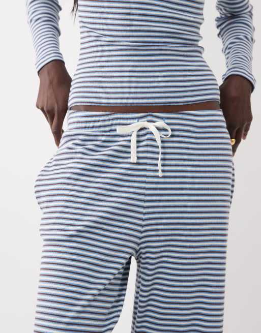 Brave Soul ribbad loungewear-set i marinblått och vit rand, 2 av 4