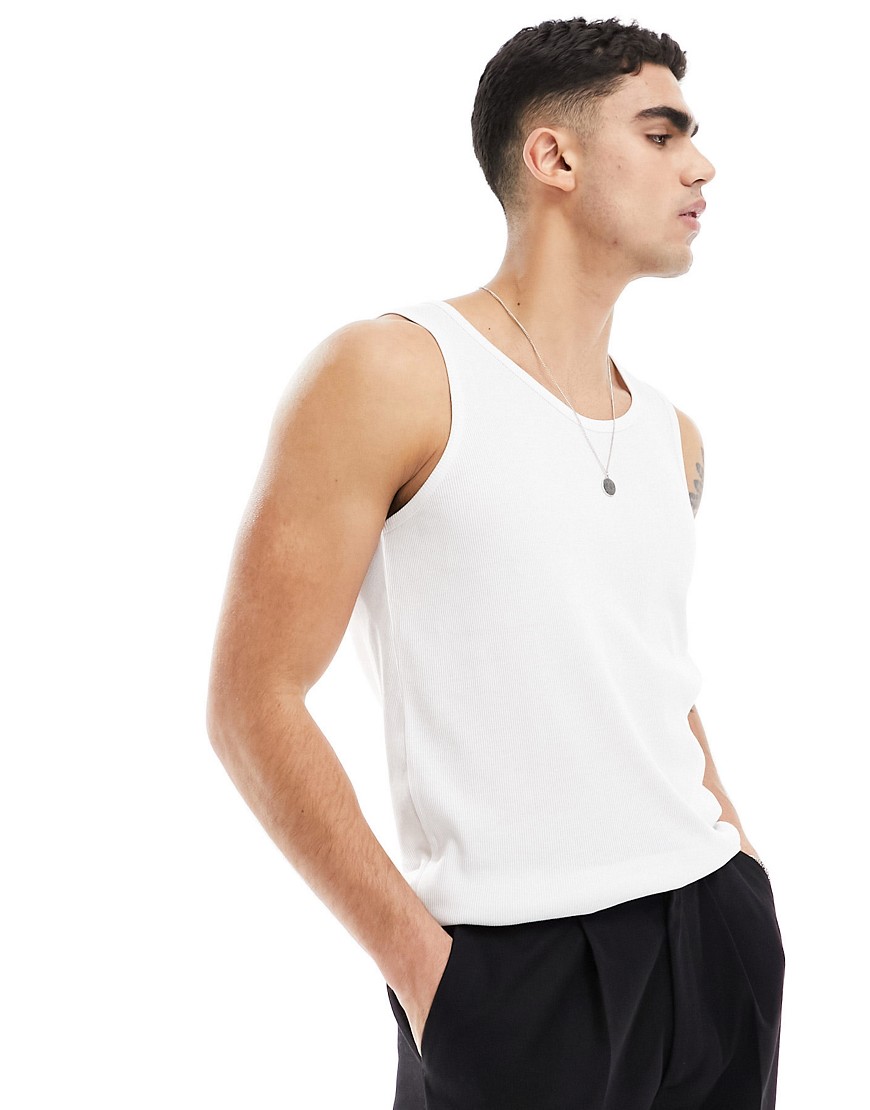 ribbed classic tank in white