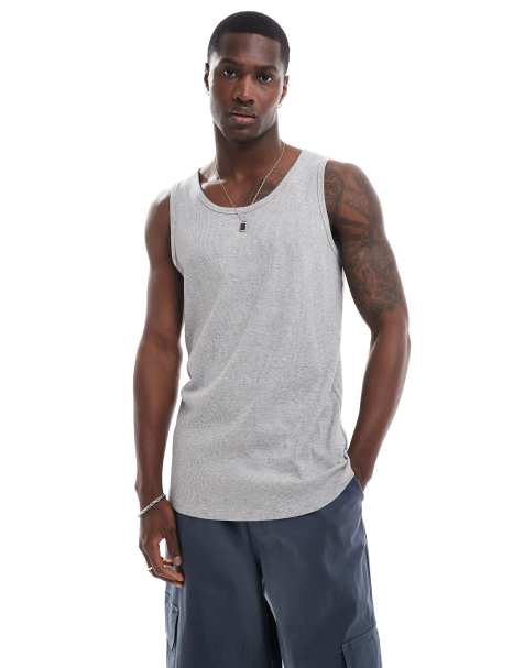 Brave Soul ribbed classic vest in light grey - view 1