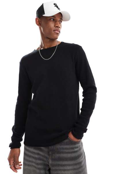 Brave Soul ribbed jumper with raglan sleeve in black - view 1