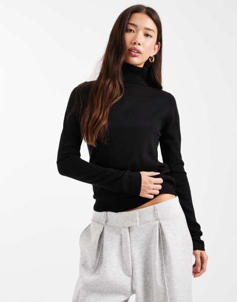 Brave Soul ribbed knitted turtleneck jumper in black - view 1