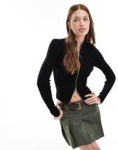 Brave Soul washed brown PU puffer jacket