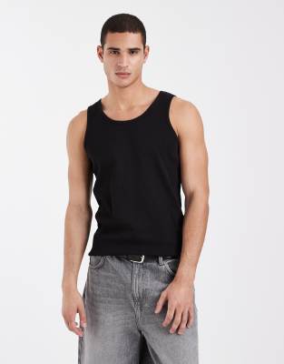 Brave Soul ribbed racer neck tank top in black black 2690₽