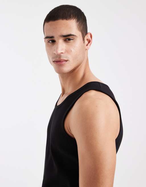 Brave Soul ribbed racer vest in black, 4 of 5