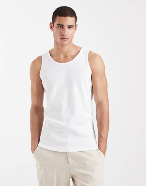 Brave Soul ribbed racer vest in white - view 1