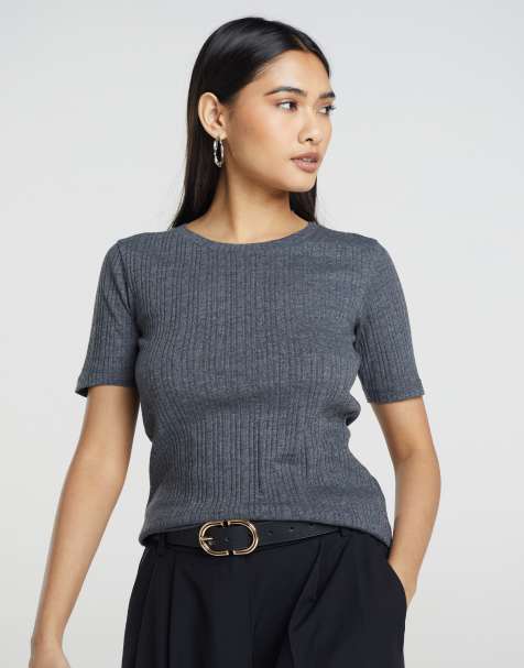 Brave Soul Ribbed round neck t-shirt in grey - view 1