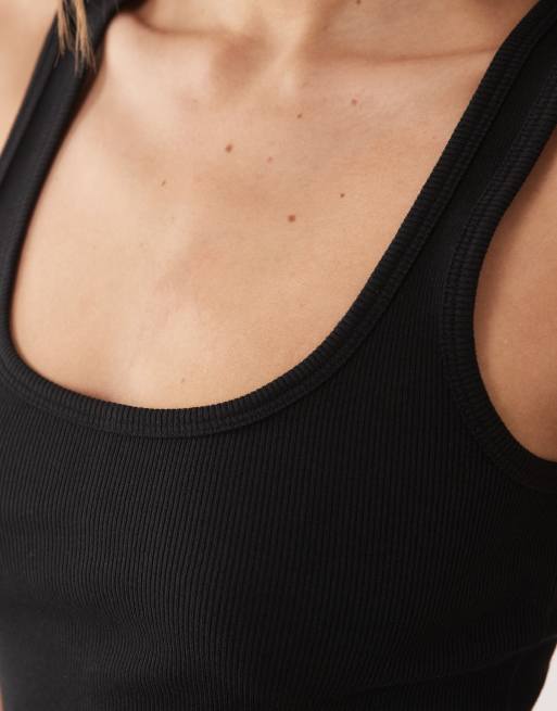 Brave Soul ribbed scoop neck tank top in black, 4 of 4
