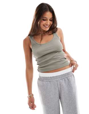 Brave Soul Brave Soul ribbed tank top in green
