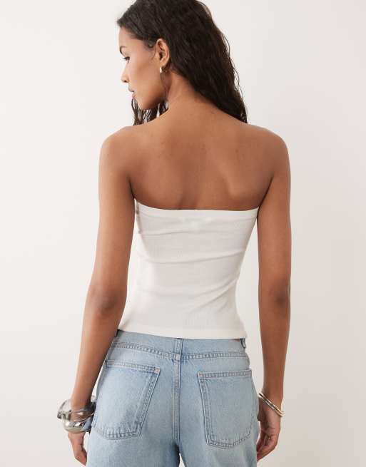 Brave Soul ribbed tube top in off white, 4 of 4