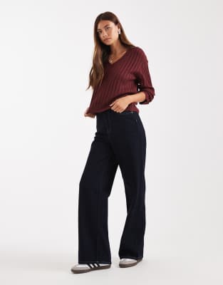 Brave Soul Ribbed V-neck Sweater In Red