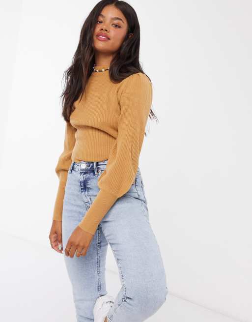 Balloon sleeve turtleneck on sale sweater