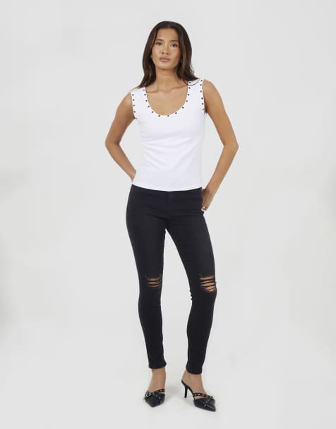 Brave Soul Ripped skinny jeans in black - view 1