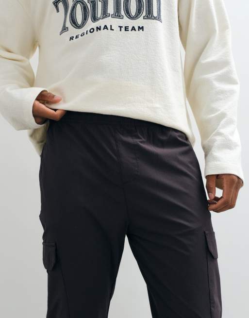 Brave Soul ripstop cargo trousers with elasticated waist in charcoal, 2 of 5