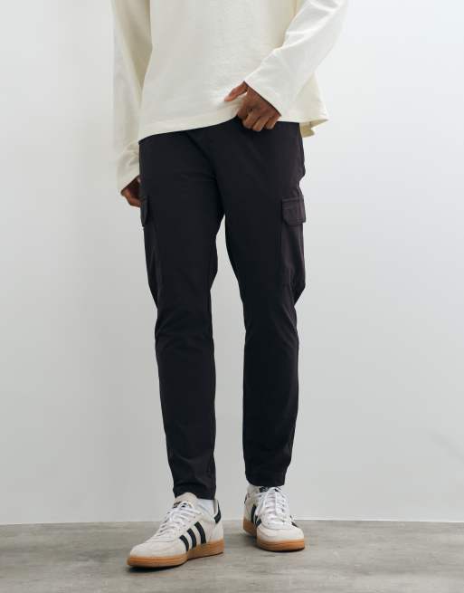 Brave Soul ripstop cargo trousers with elasticated waist in charcoal, 5 of 5
